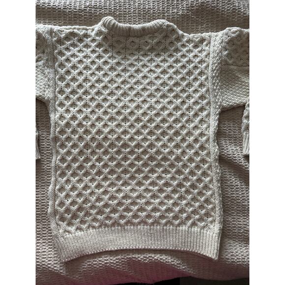 Irish Piper Pure New Wool Aran Fisherman Sweater Medium Made in U.K. - Picture 5 of 7